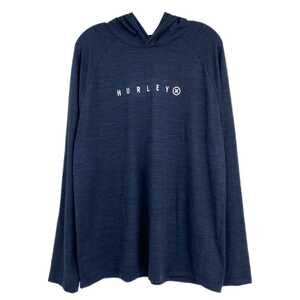 Hurley Navy Blue Hooded Long Sleeve Tee | Size XL